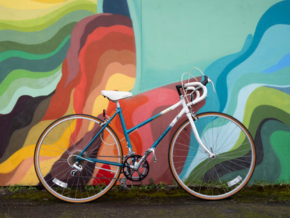 1988 Schwinn Traveler Vintage Road Bike, Step-Through, 19in/49cm, Teal Green & White Fade