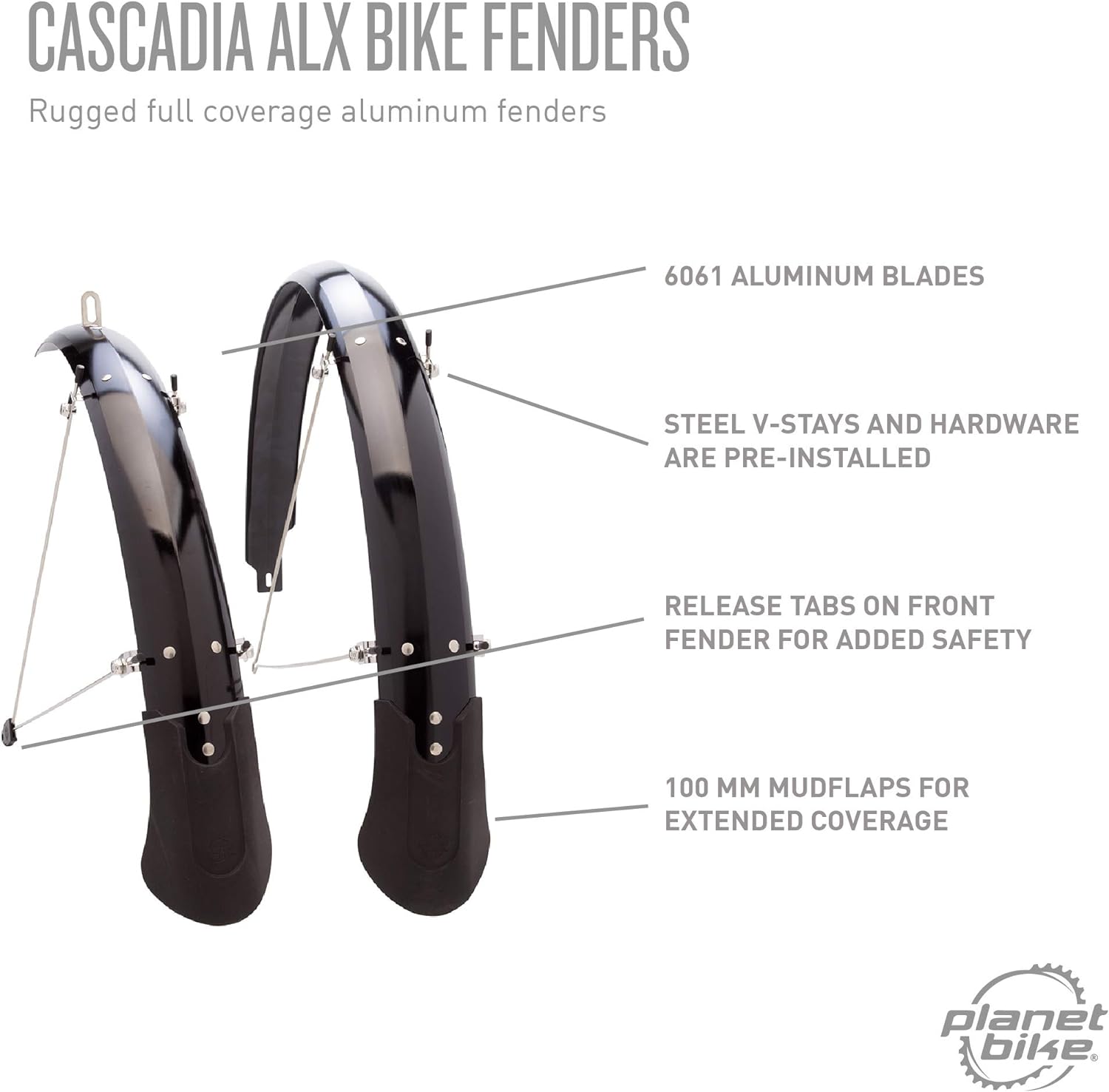 Cascadia ALX Aluminum Fenders black 700x40mm Cycle Coffee