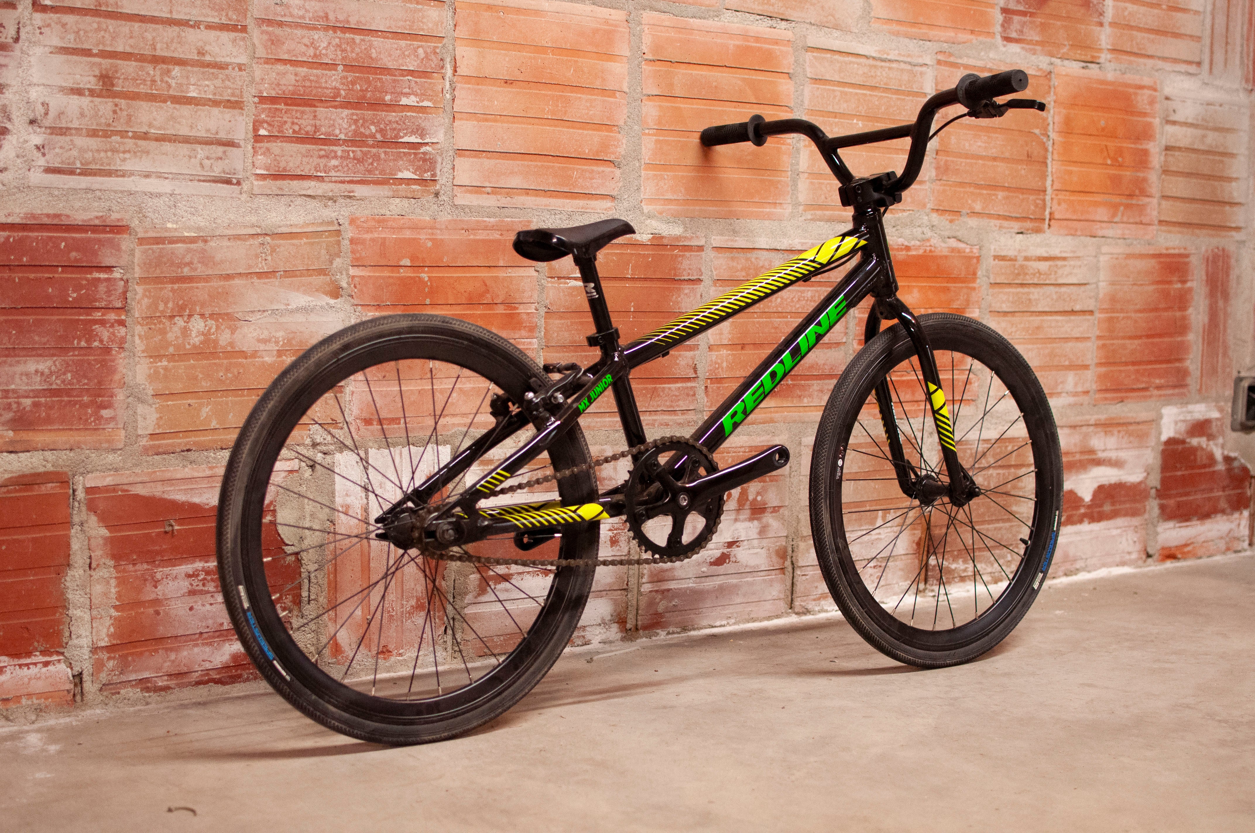 Redline MX Junior BMX Race Bike 19 cm Black Yellow Green Cycle Coffee